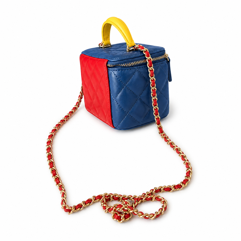 Chanel Colorblock Quilted Vanity Case