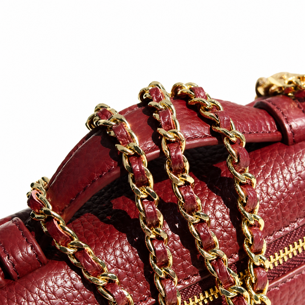 Chanel Burgundy Caviar Vanity Case Gold CC Top Handle Chain