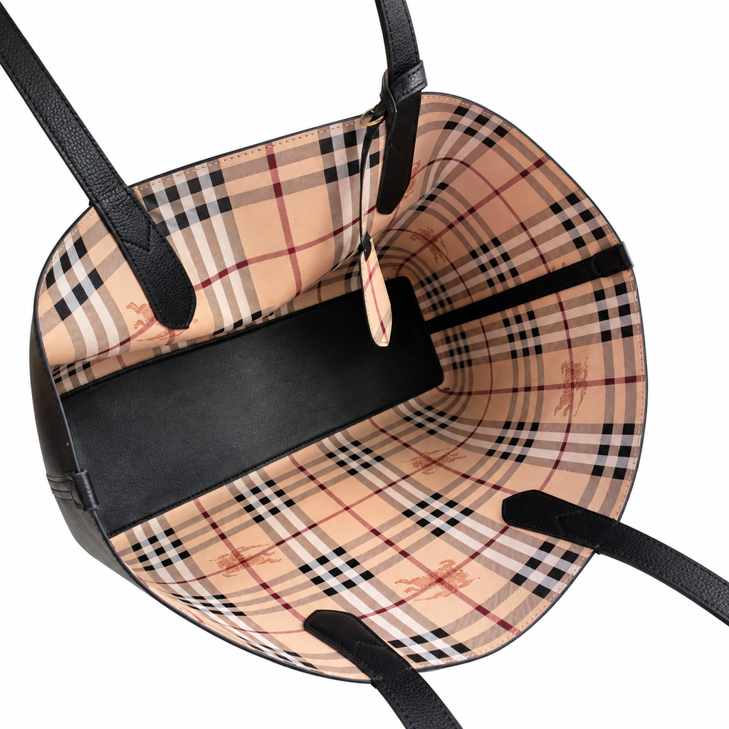 Burberry Heritage Check Wide-Opening Tote Bag