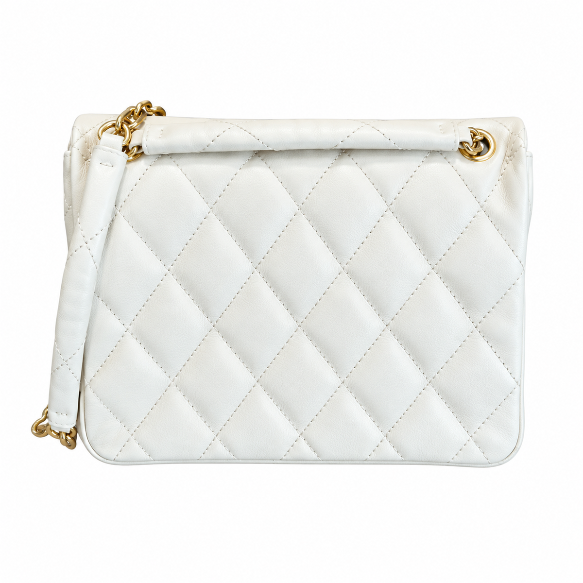 Burberry Ivory Grace Compact Quilted Chain Bag