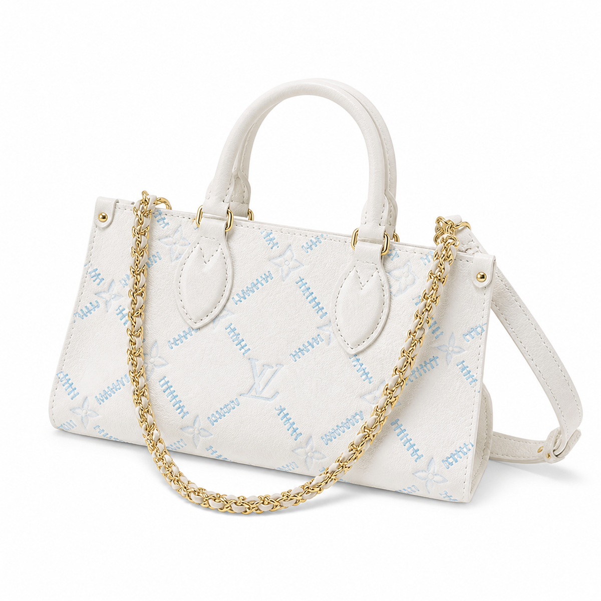 Louis Vuitton OnTheGo BB — Embroidered Monogram Empreinte in Crème & Bleu Glacier