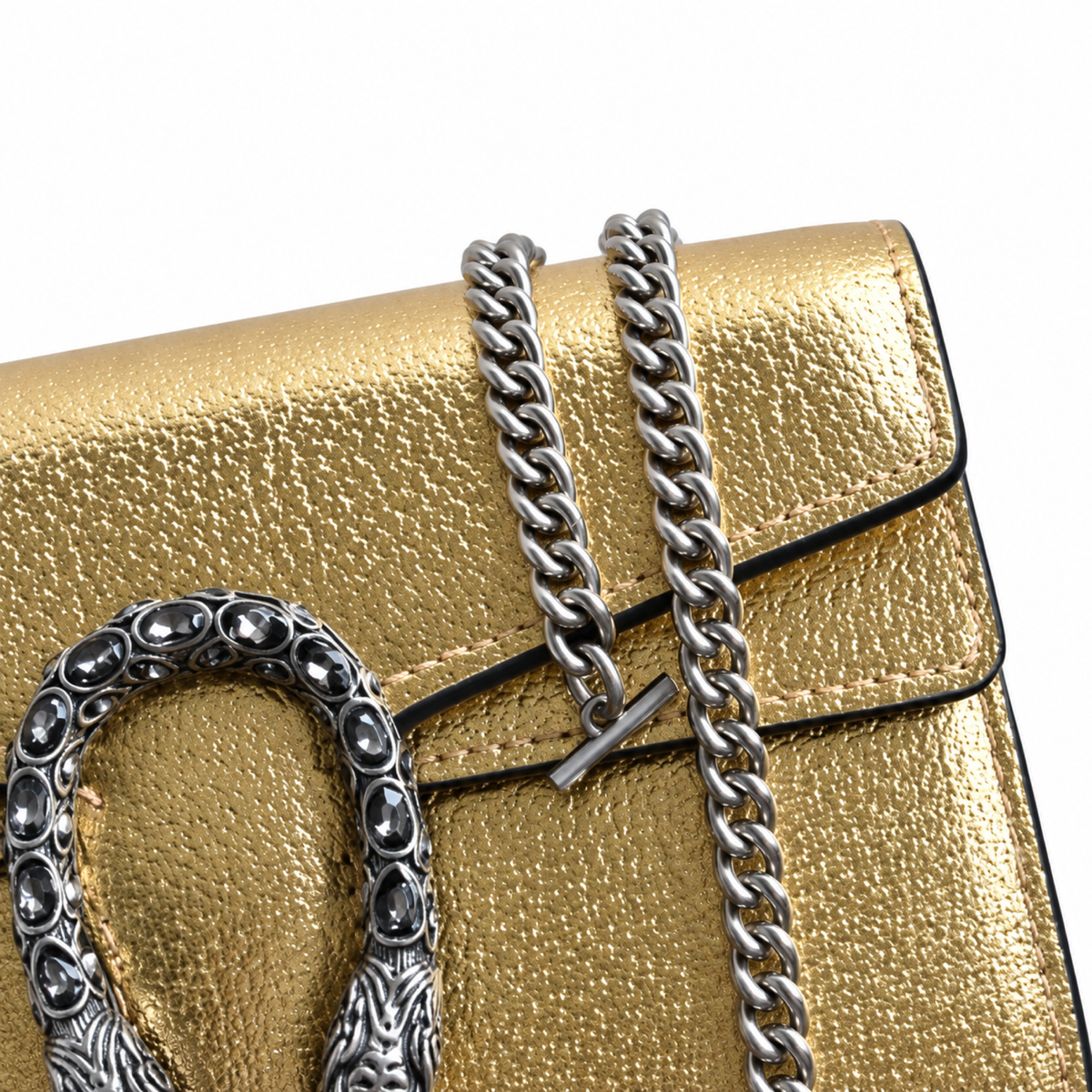 Gucci Dionysus Mini Bag in Gold Metallic Leather