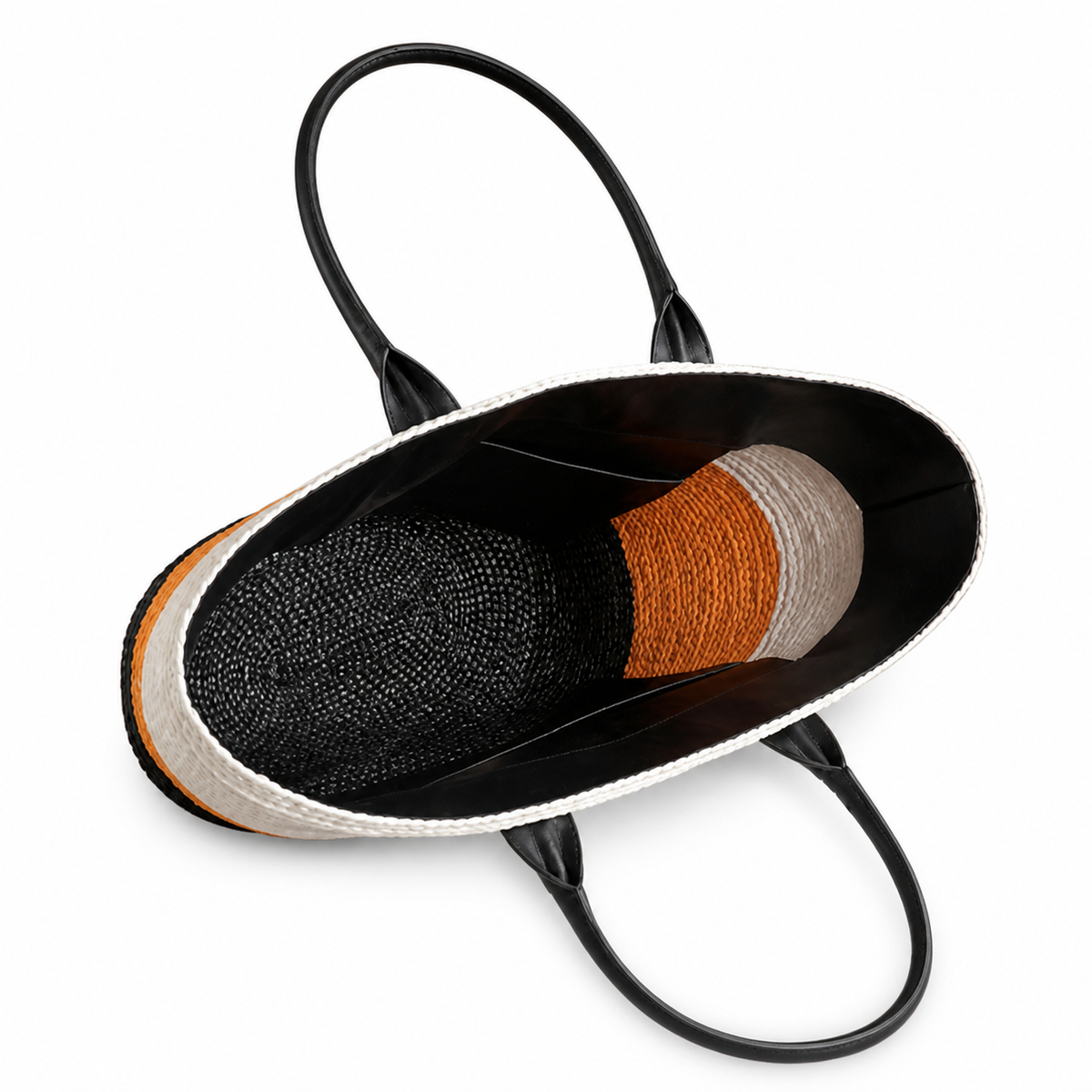 Chanel Striped Raffia Beach Tote White Orange Black CC