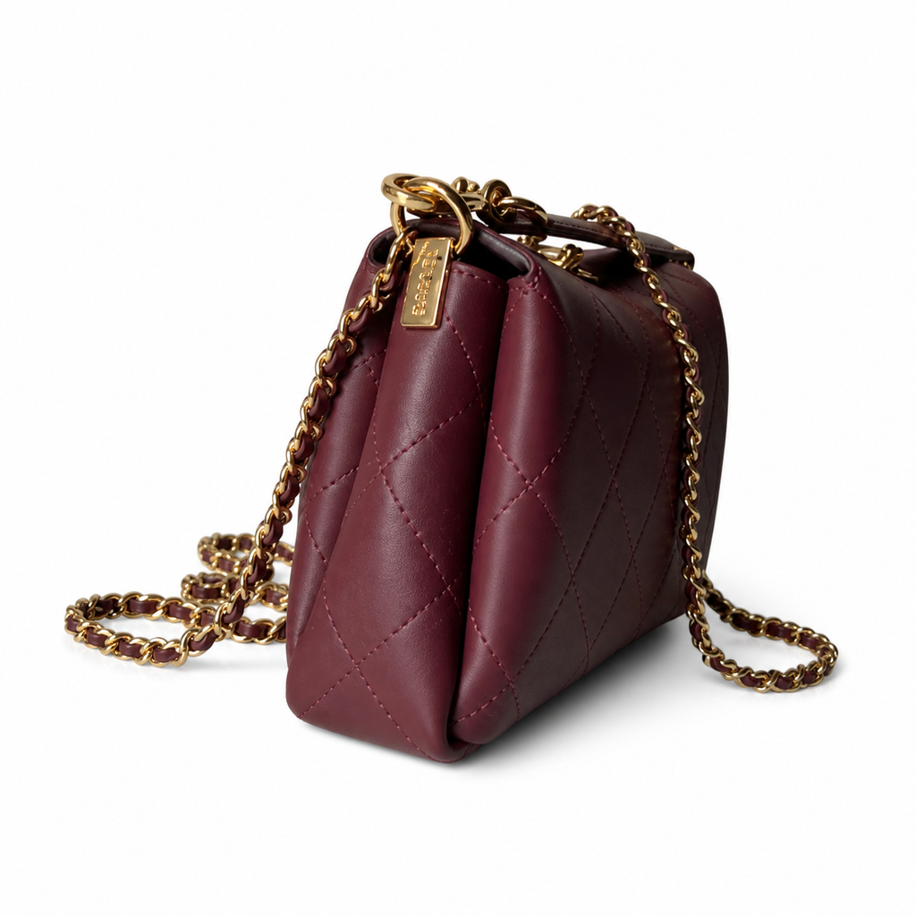 Chanel Classic Flap Burgundy Quilted Top Handle Chain Bag