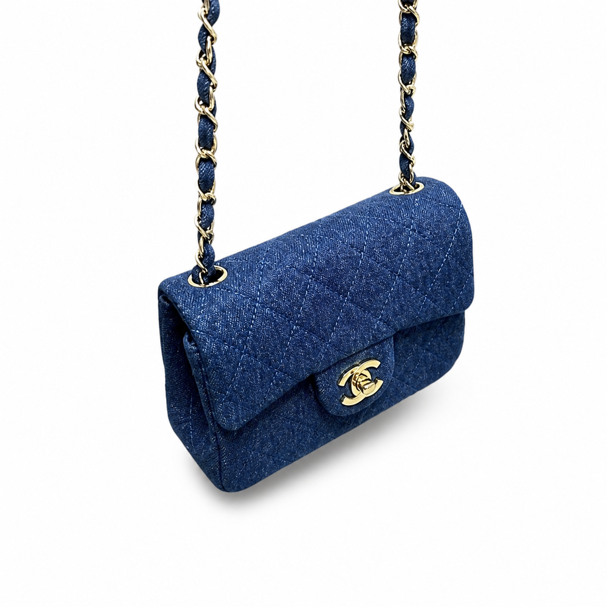 Chanel Denim Quilted Mini Classic Flap Bag 17.5cm