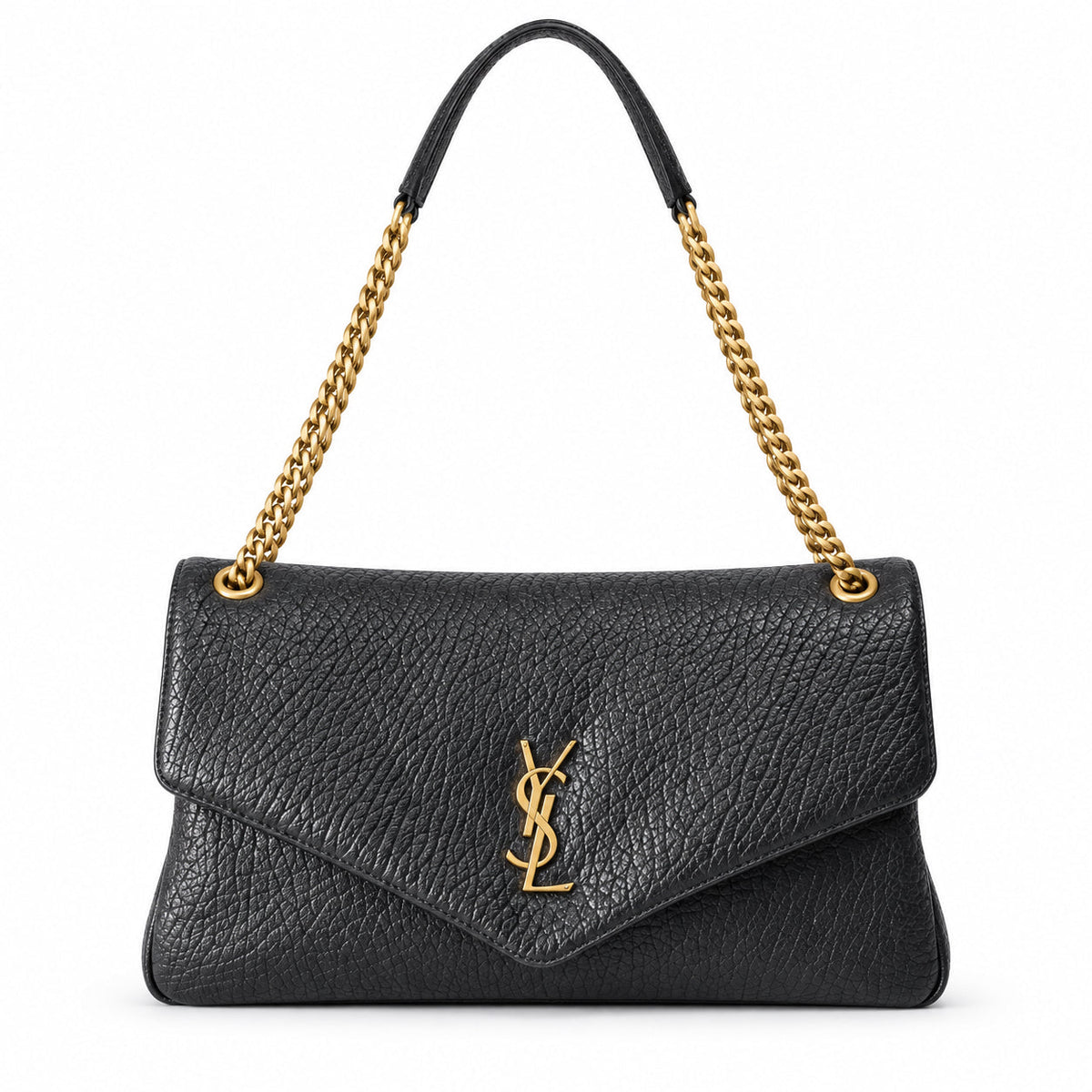 Saint Laurent YSL Calypso Chain Bag – Black Grained Leather
