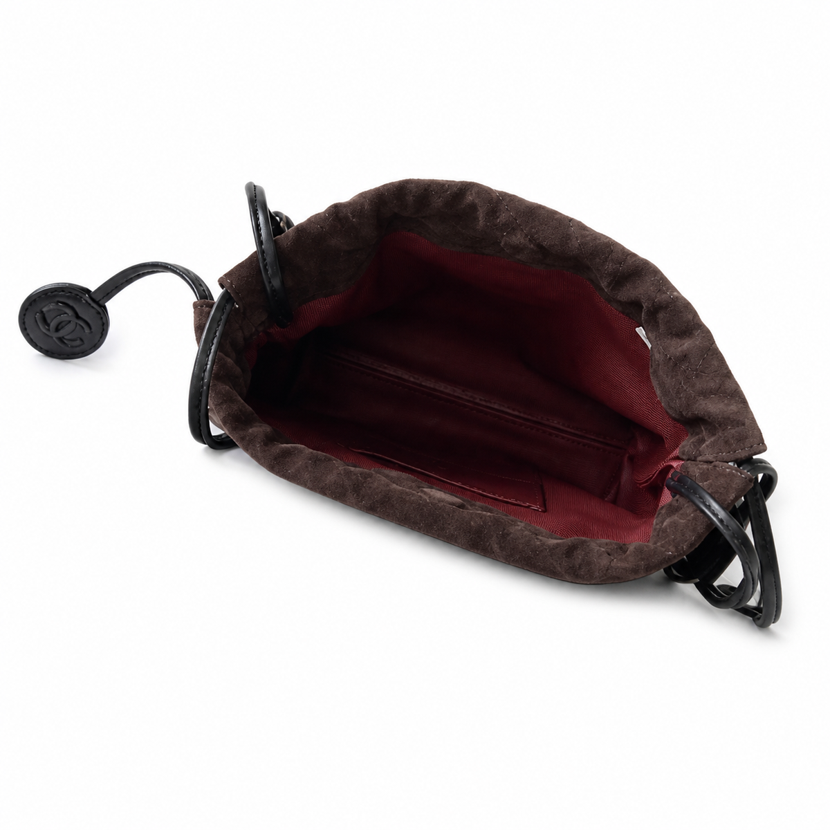 Chanel Quilted Suede Drawstring Bucket Bag Chocolate Gold Hardware