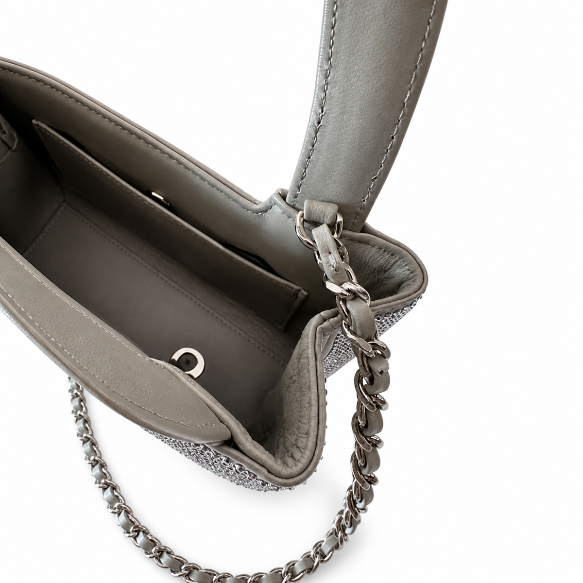 Chanel Silver Crystal Mini Shopping Bag