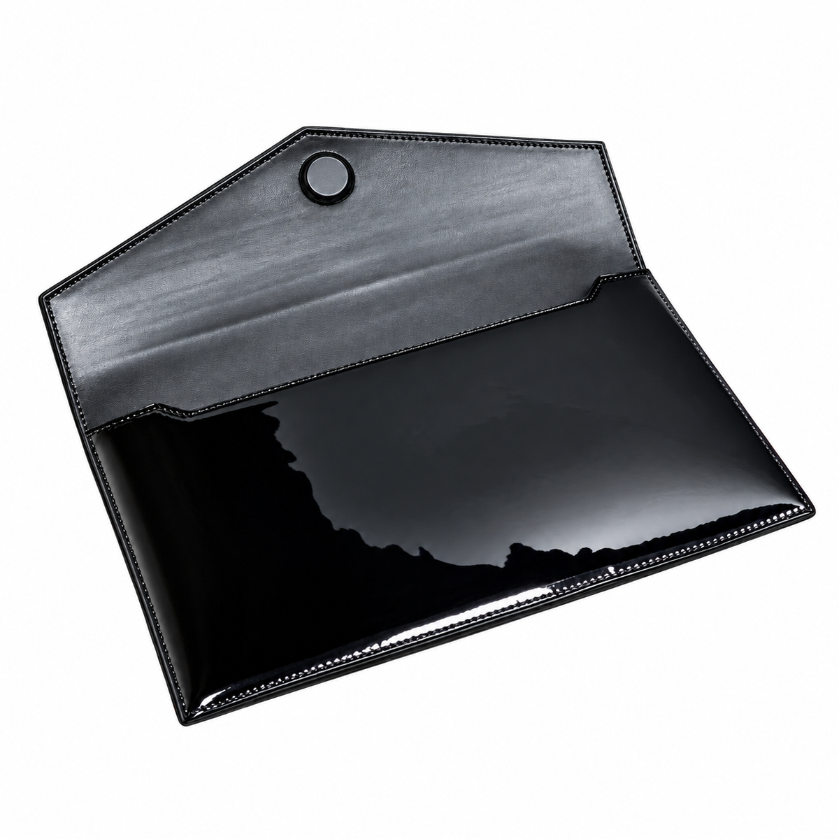 YSL Saint Laurent Cassandre Envelope Clutch in Black Patent Leather