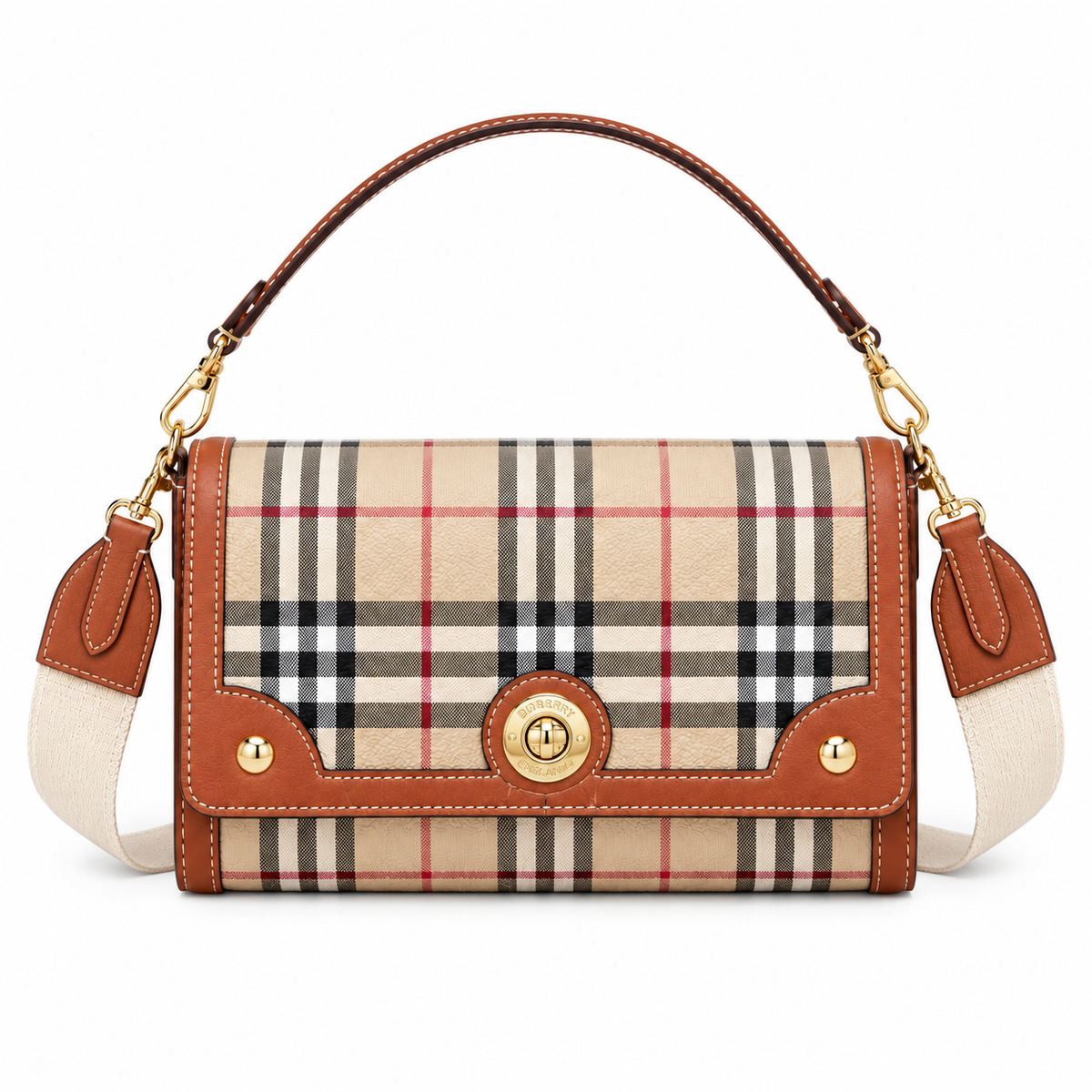 Burberry Heritage Check Tan-Trim Shoulder Bag