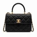 Chanel Trendy CC Small Top Handle Flap Bag Black Lambskin Gold