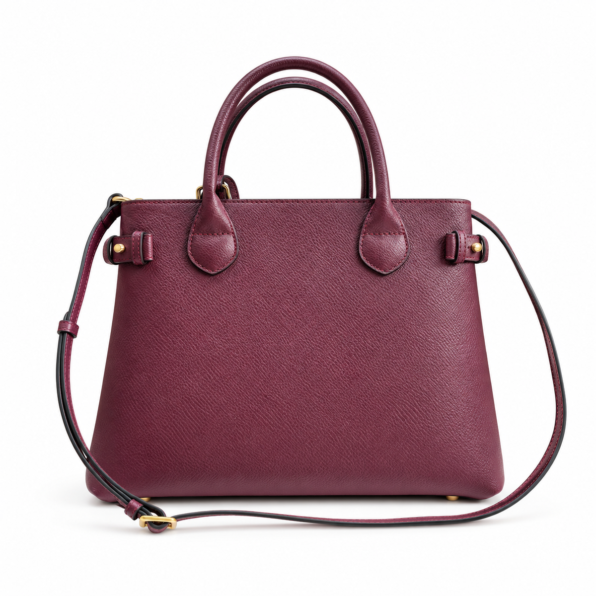 Burberry Burgundy Check Accent Top Handle Bag