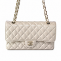 Chanel Classic Double Flap Bag Ivory Caviar Silver Hardware