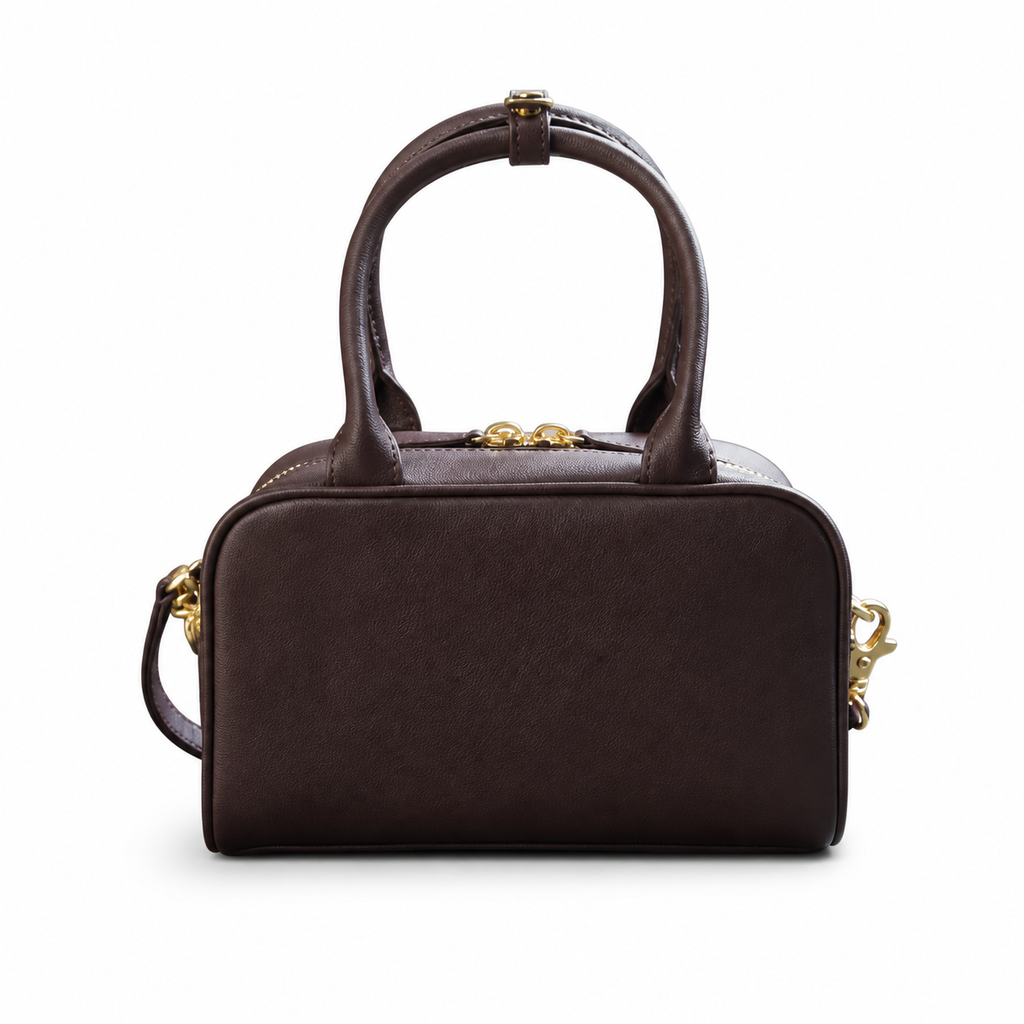 Chanel Dark Brown Smooth Calfskin Mini Bowling Bag Gold CC