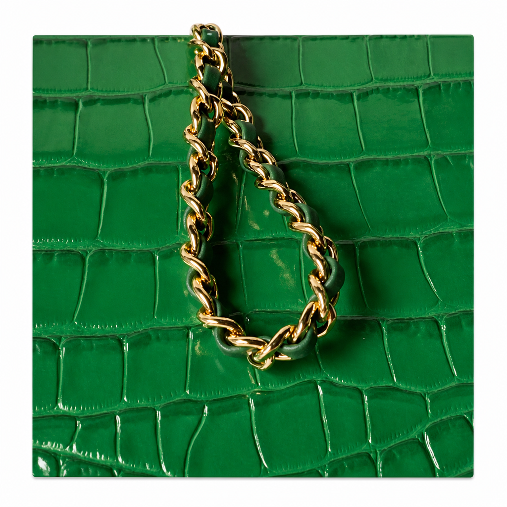 Chanel Mini Flap Croc-Embossed Emerald Top Handle Bag