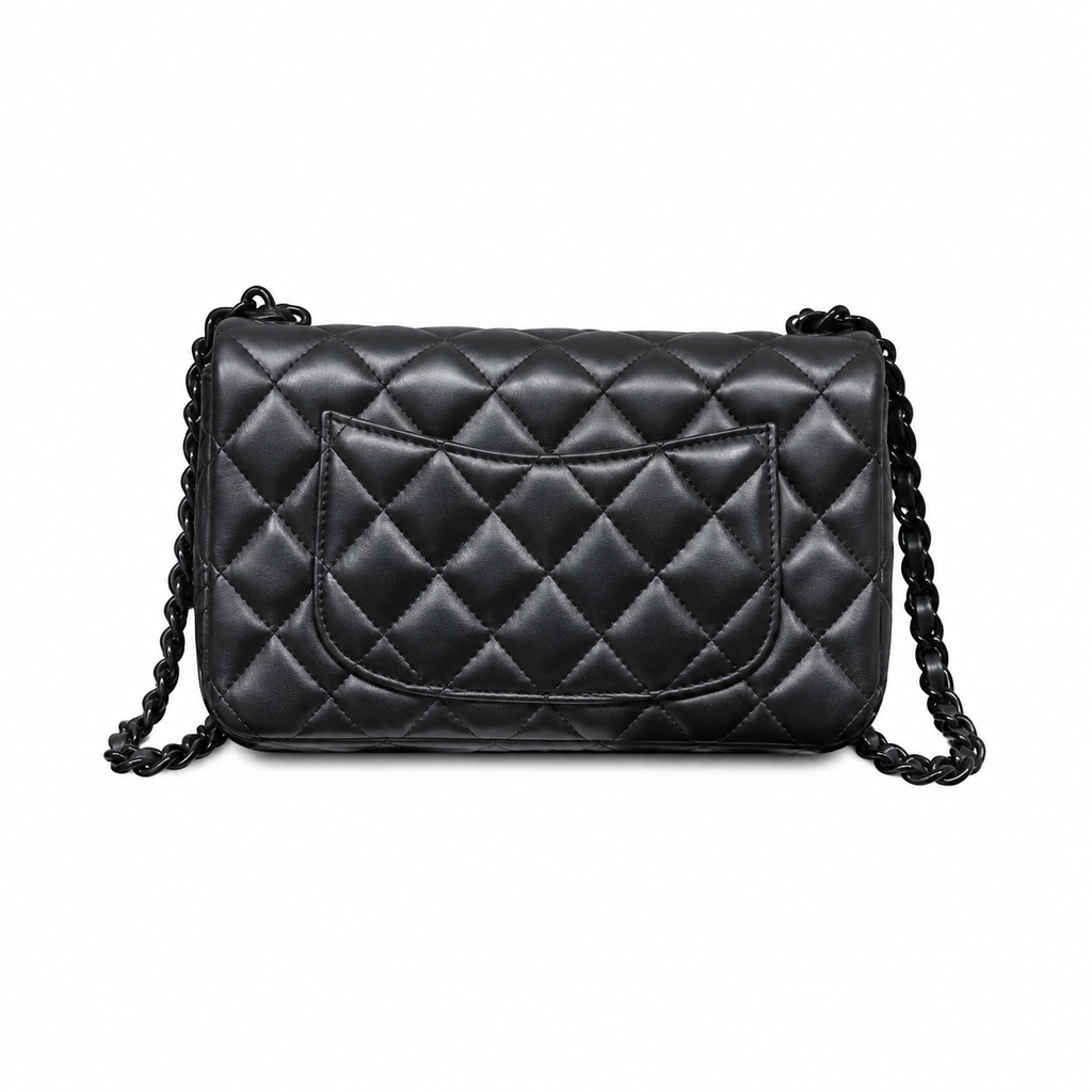 Chanel So Black Lambskin Classic Double Flap Bag | Matte Black CC Turn-Lock & Black Chain