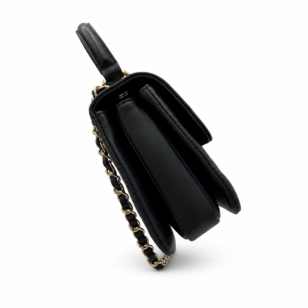 Chanel Trendy CC Small Top Handle Flap Bag Black Lambskin Gold