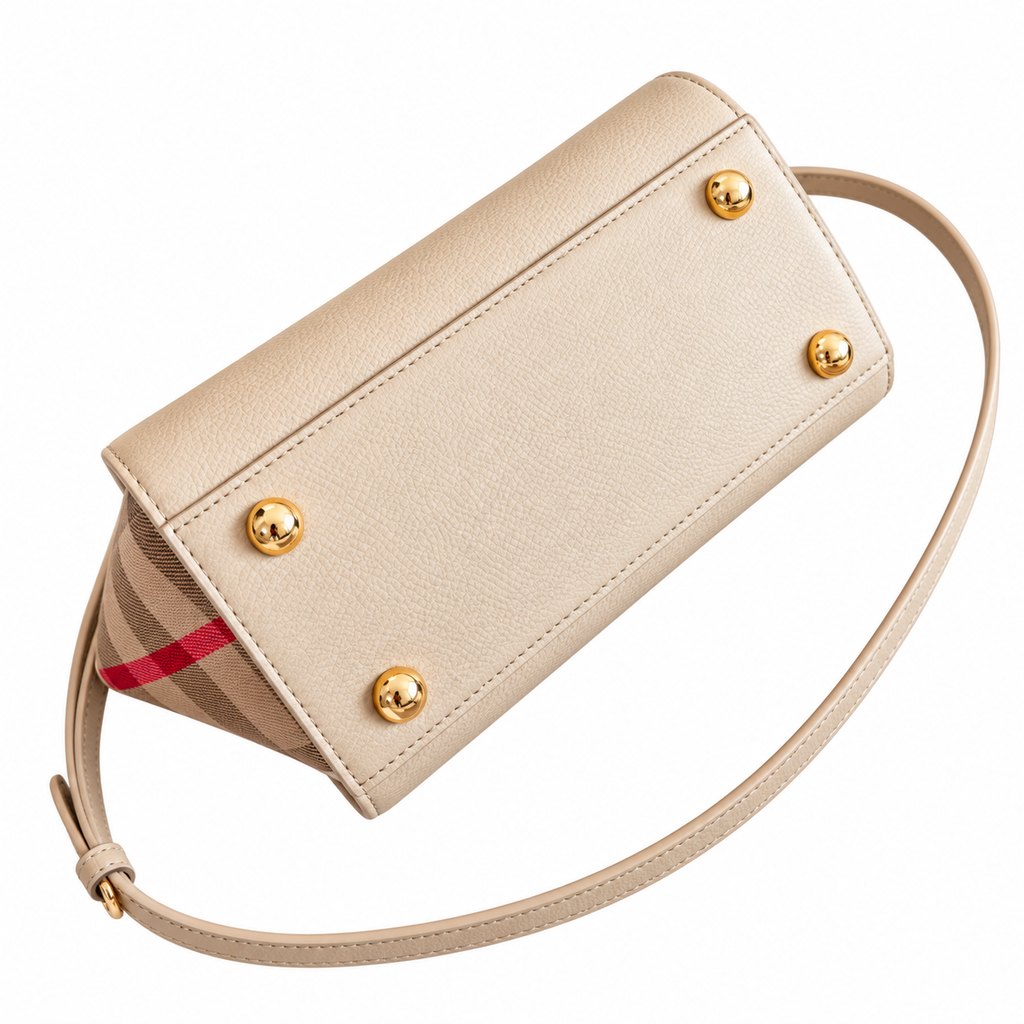 Burberry Cream Check-Panel Top Handle Crossbody