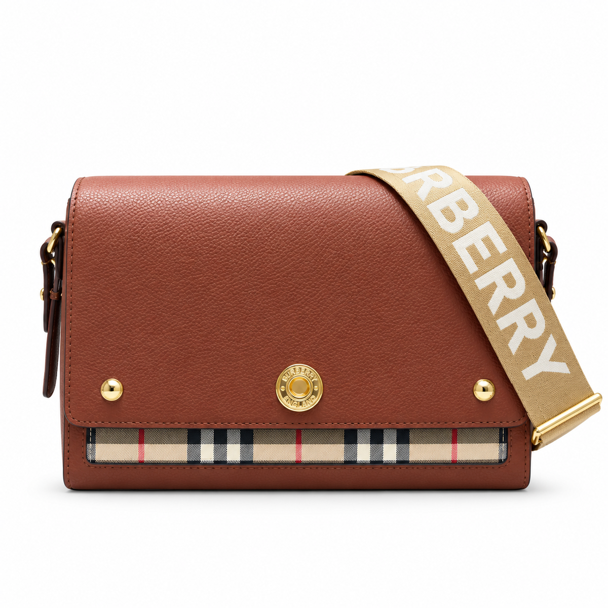 Burberry Heritage Check Brown Flap Crossbody