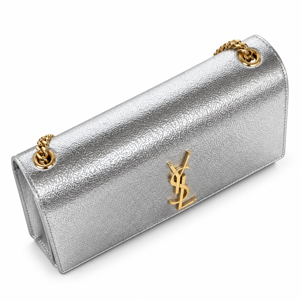 YSL Kate Chain Wallet Silver