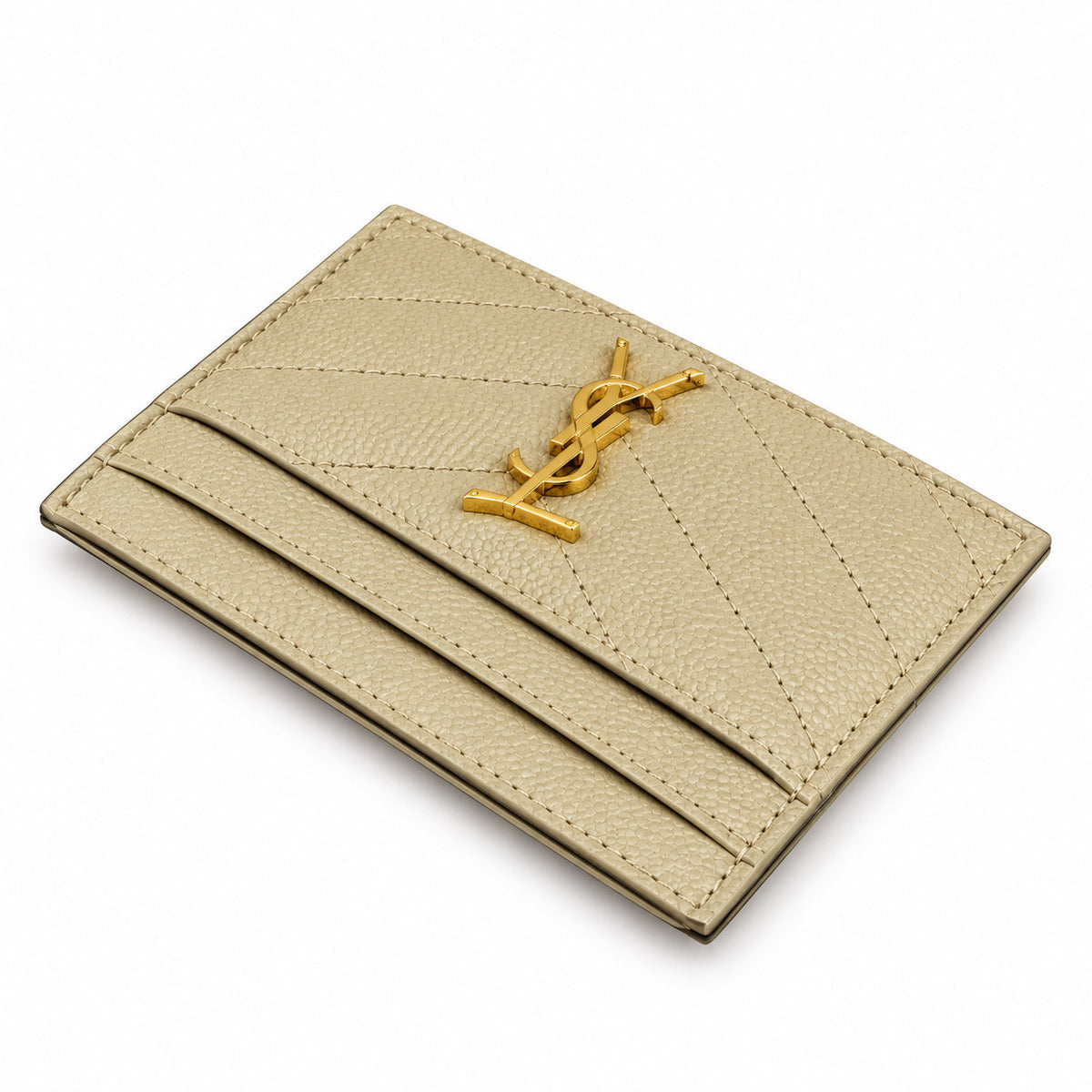 YSL Cassandre Card Holder – Cream Chevron