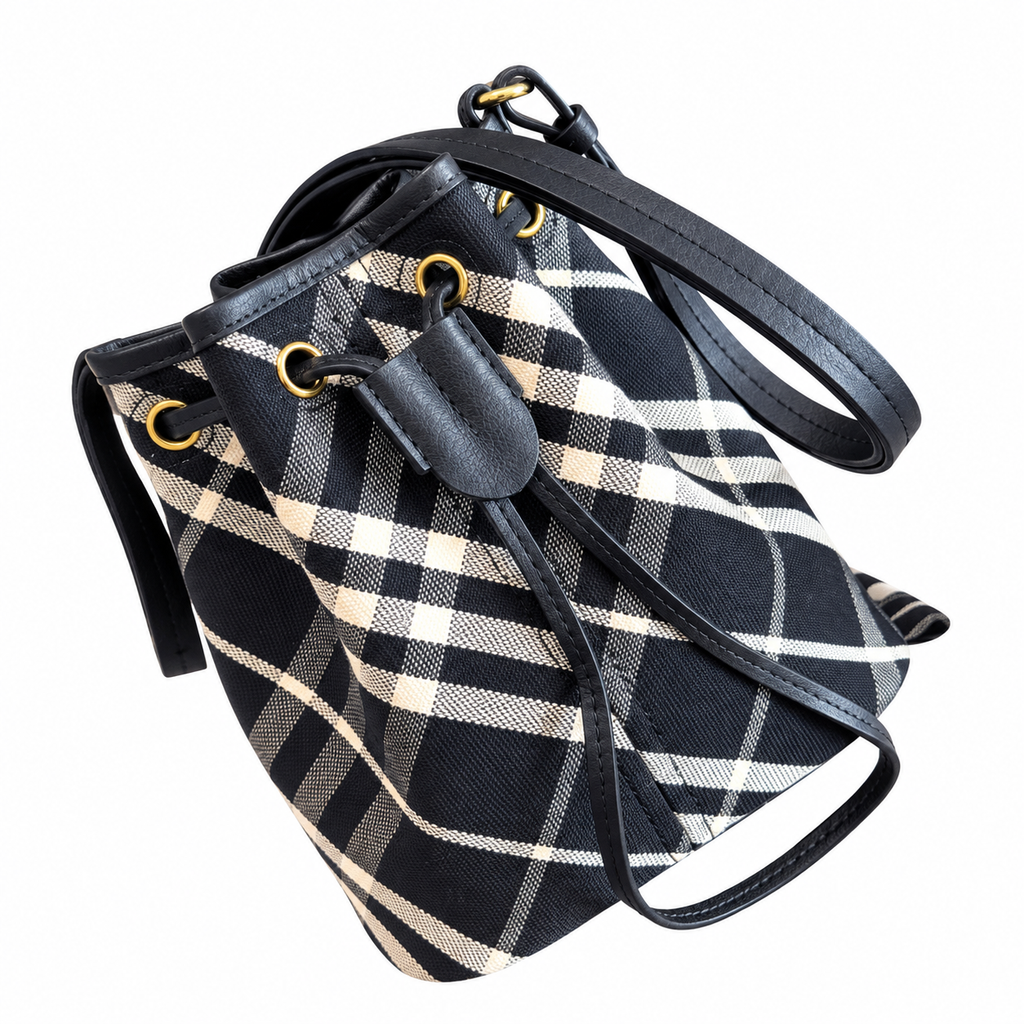 Burberry Heritage Check Drawstring Bucket Bag