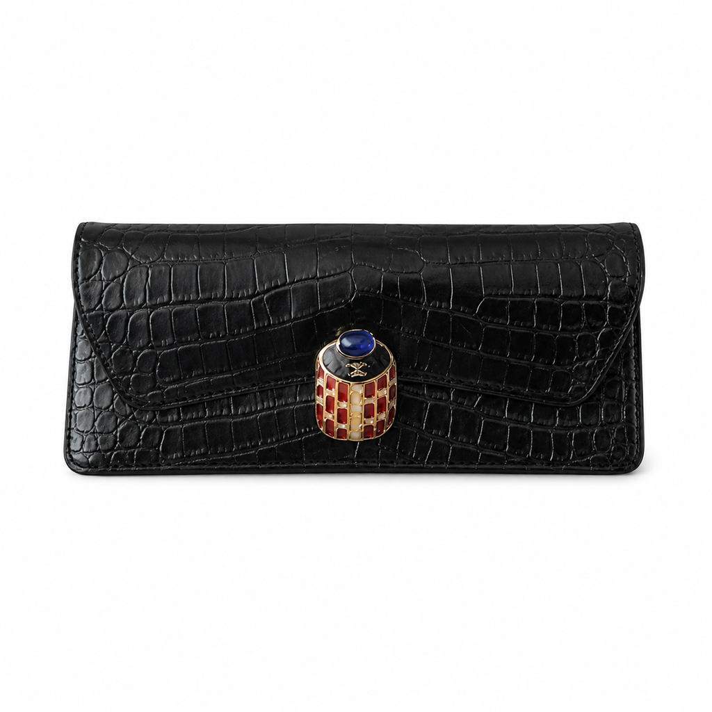 Chanel Croc-Embossed Jewel Clasp Clutch