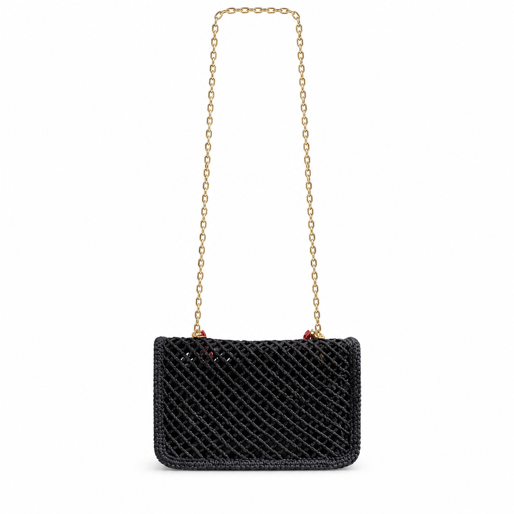 Chanel Woven Mesh Flap Bag with Coral & Marine Charms