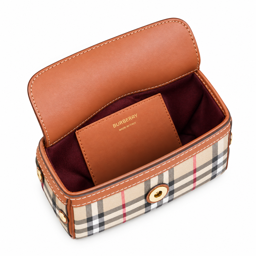 Burberry Heritage Check Tan-Trim Shoulder Bag