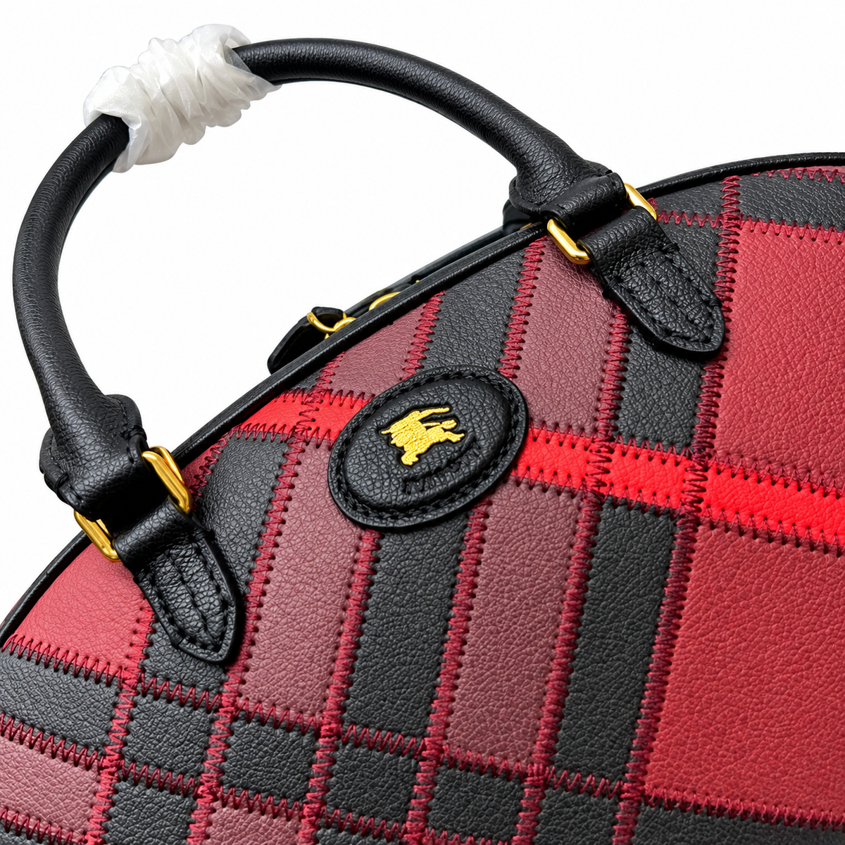Burberry Crimson Check Equestrian Satchel