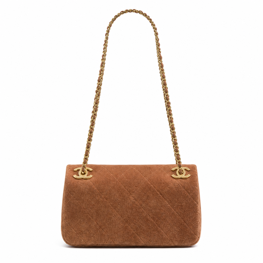 Chanel Classic Quilted Suede CC Chain Flap