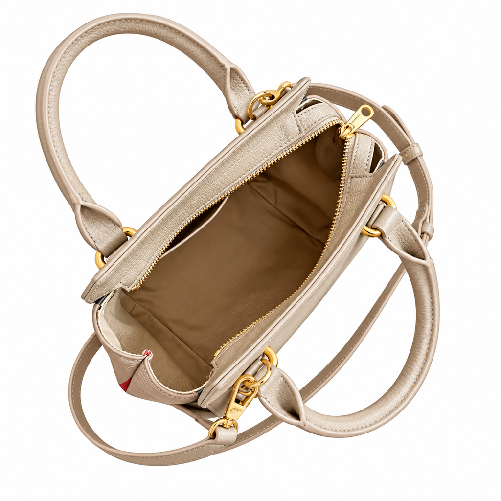 Burberry Cream Check-Panel Top Handle Crossbody
