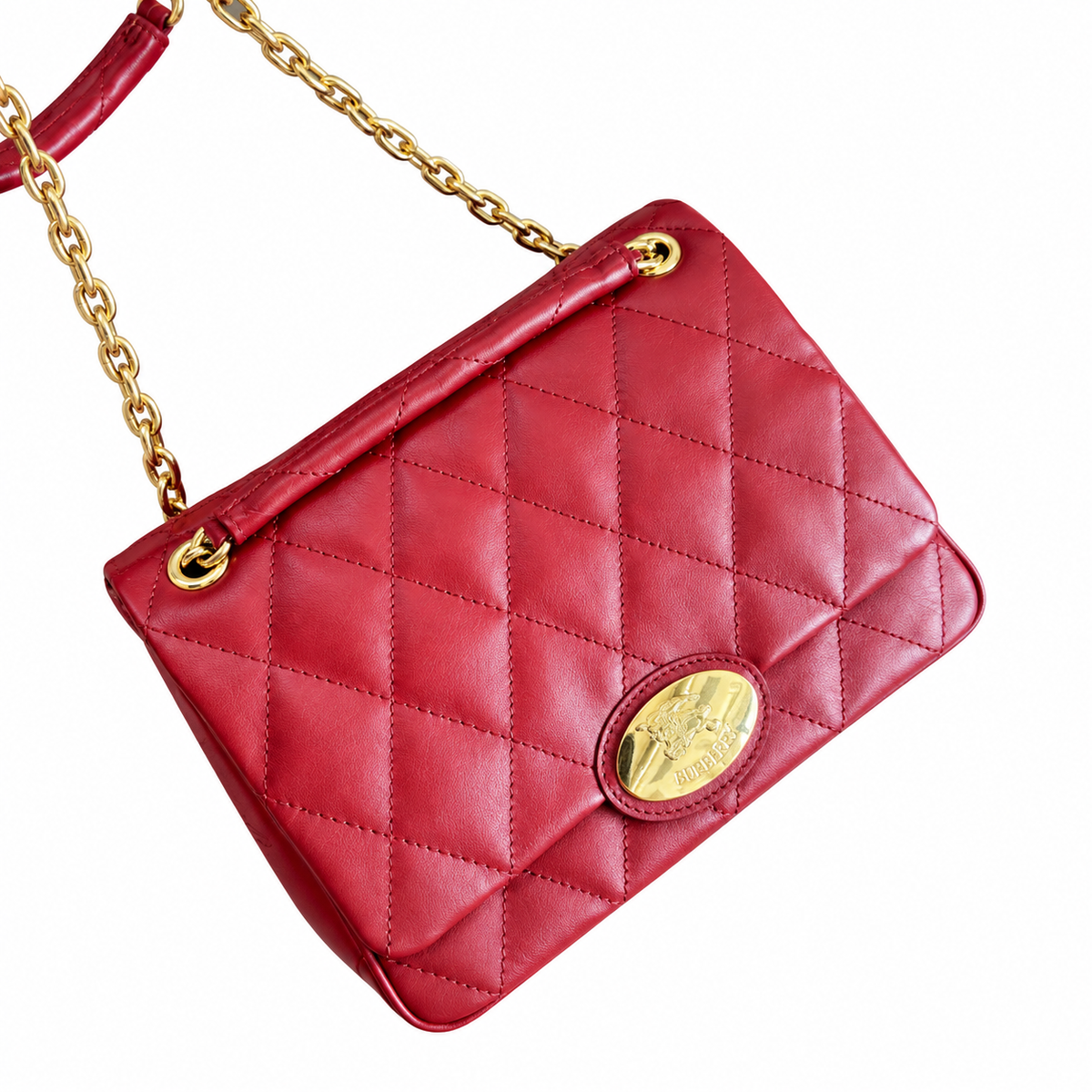 Burberry Ruby Radiance Quilted Chain Bag