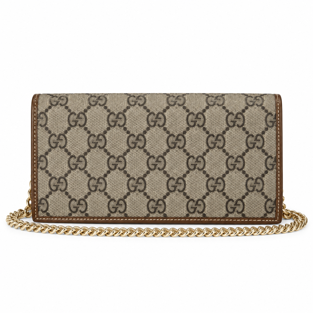 Gucci Horsebit 1955 Chain Wallet in GG Supreme Canvas with Brown Leather Trim