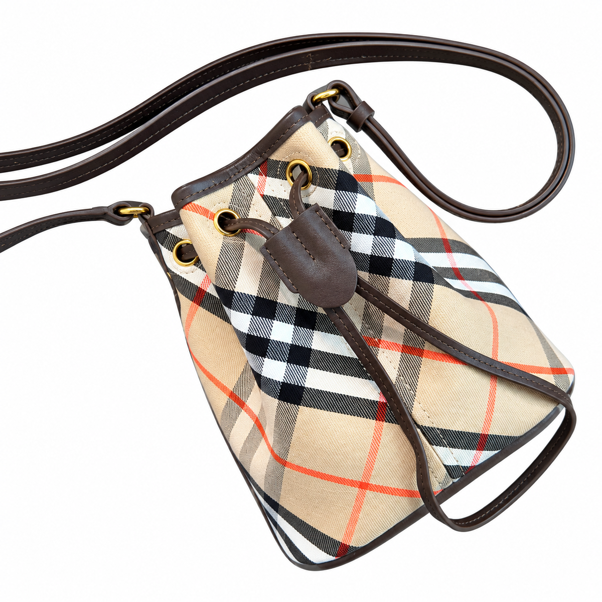 Burberry Heritage Beige Check Bucket Bag