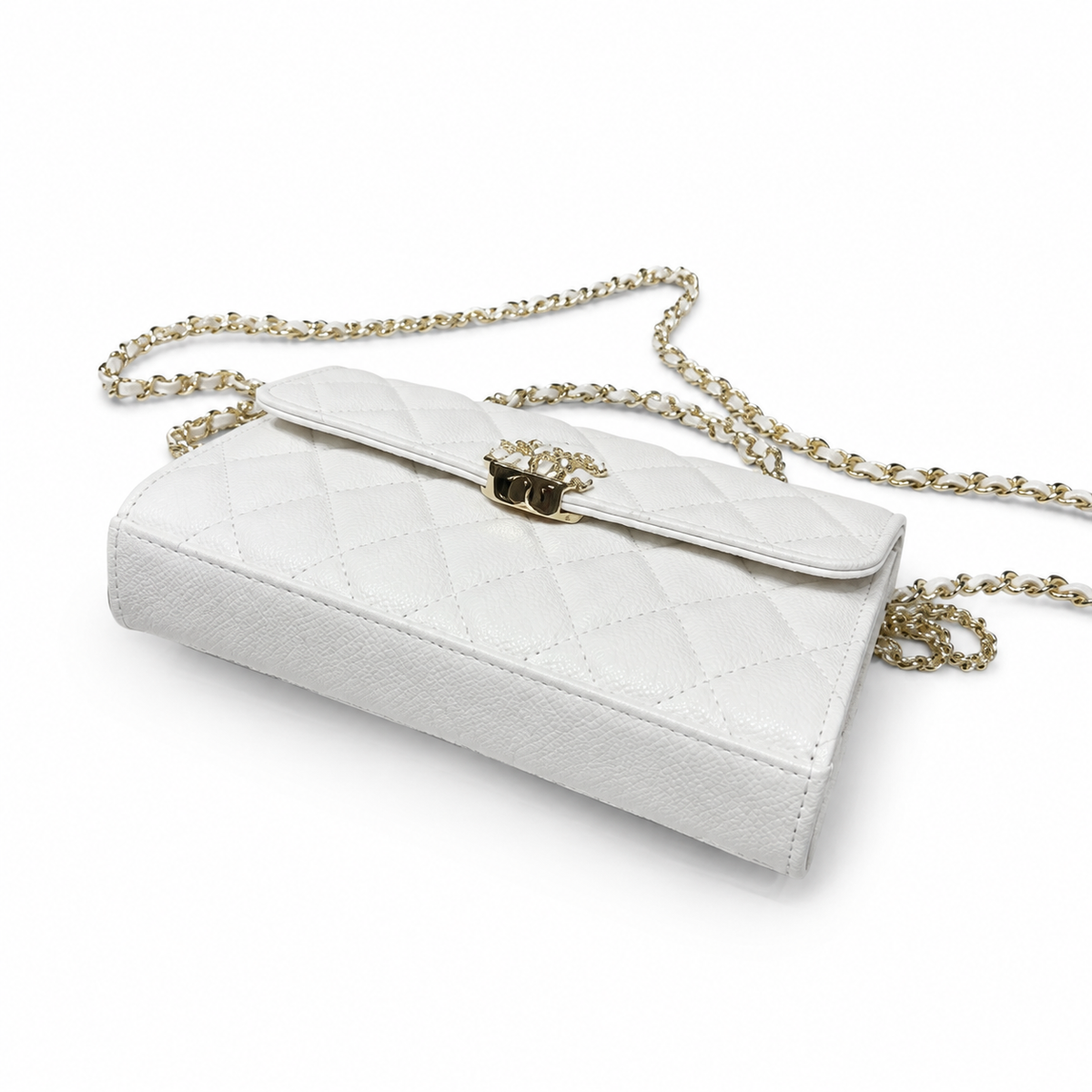 Chanel Quilted Leather Kisslock Flap Crossbody Bag