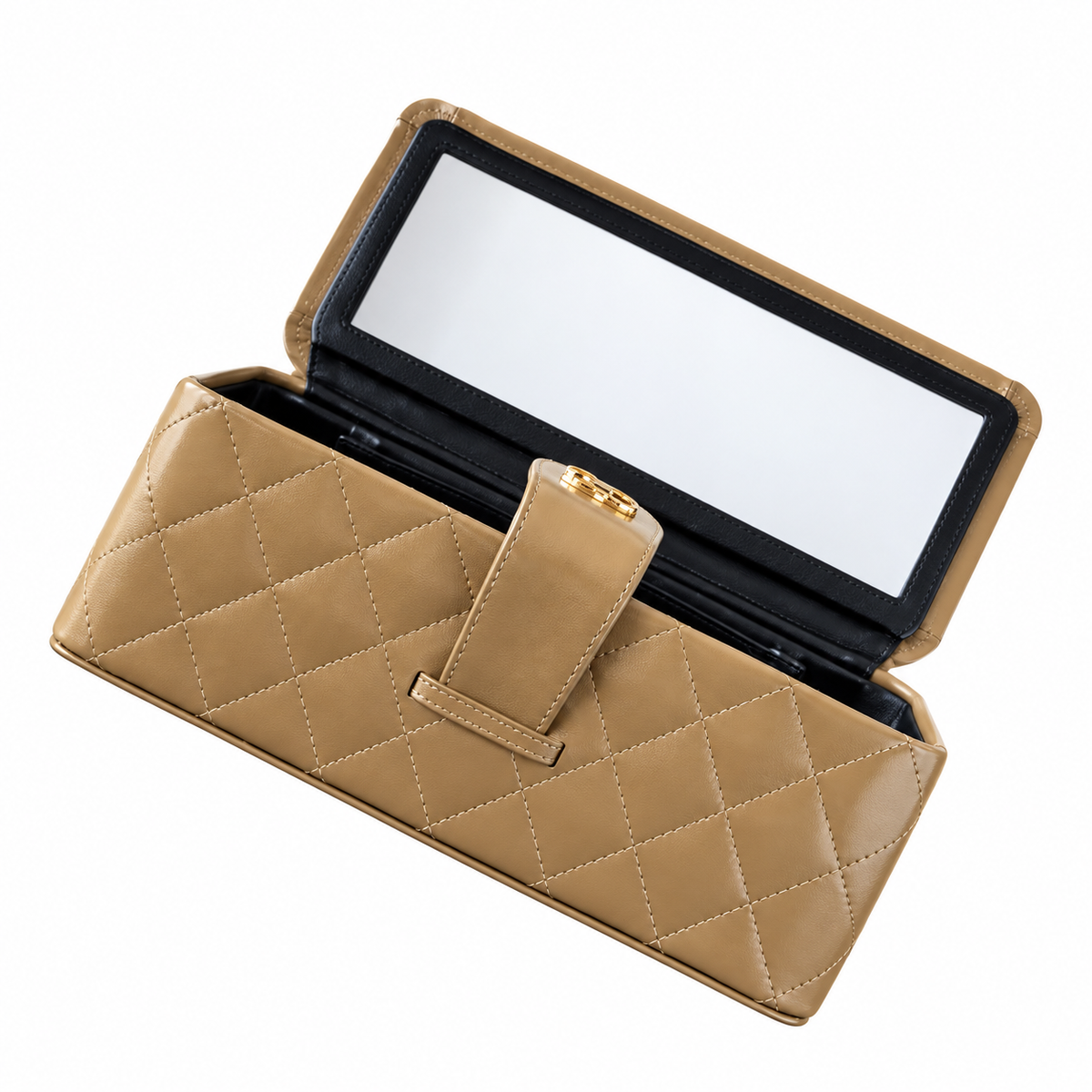Chanel Taupe Lambskin Quilted Vanity Case