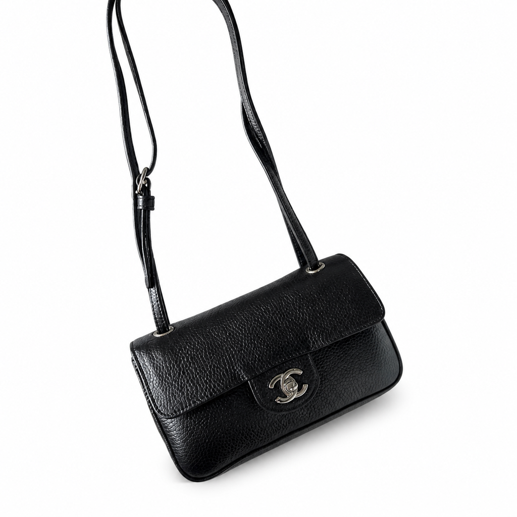 Chanel Black Textured Flap Crossbody Bag