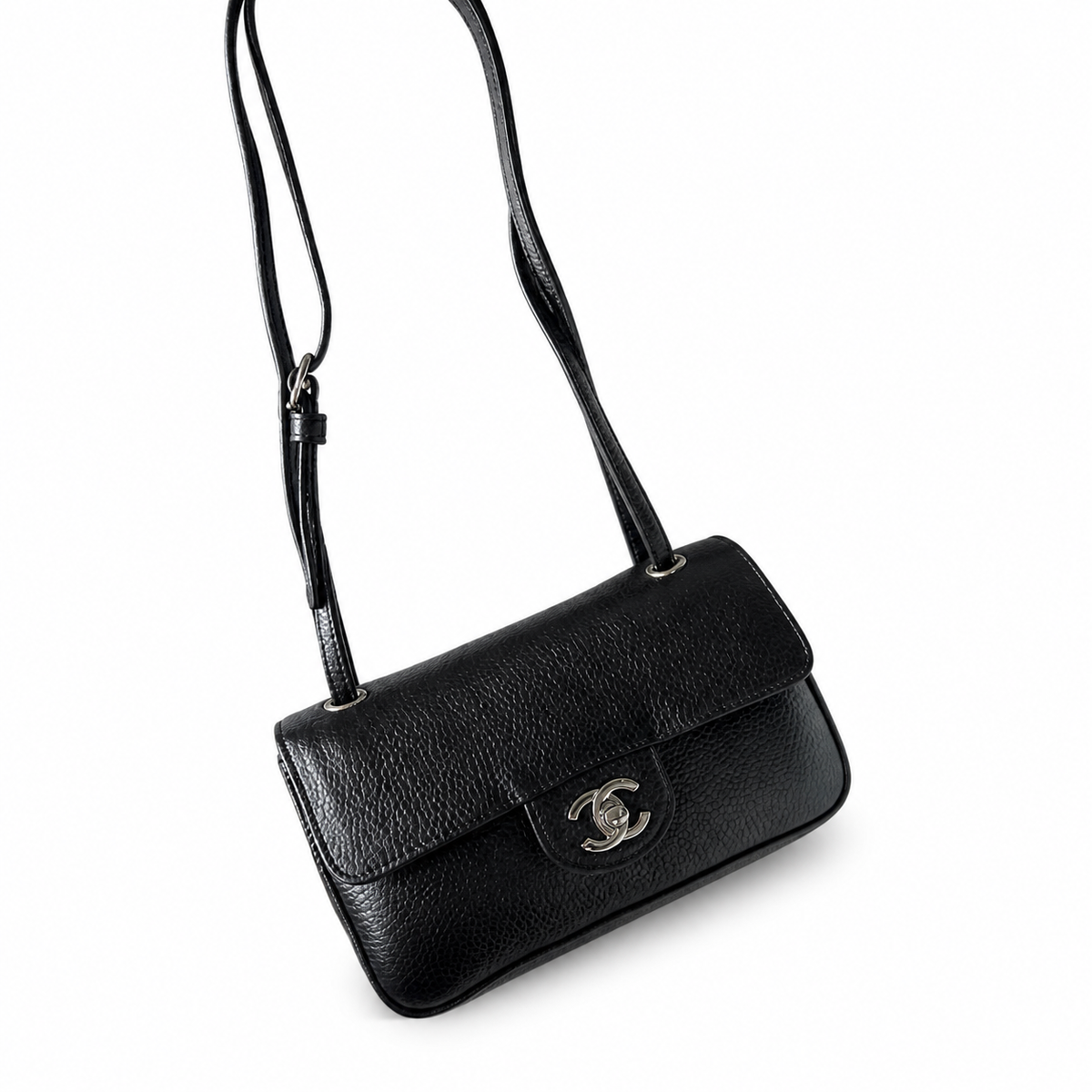 Chanel Black Textured Flap Crossbody Bag