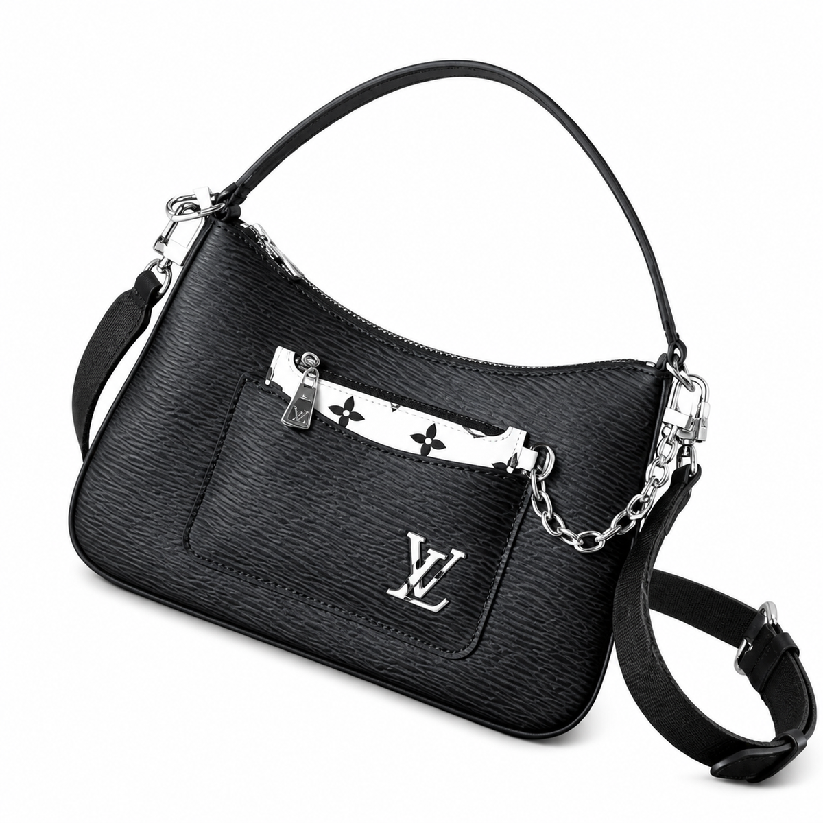 Louis Vuitton Croisette — Noir Epi Leather & Monogram Canvas Strap