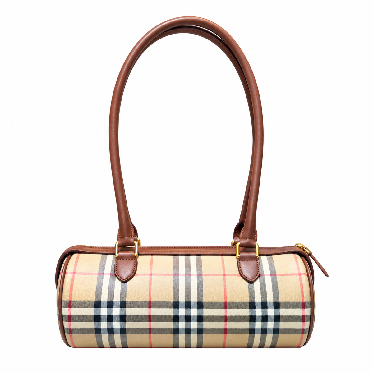 Burberry Heritage Check Barrel Shoulder Bag
