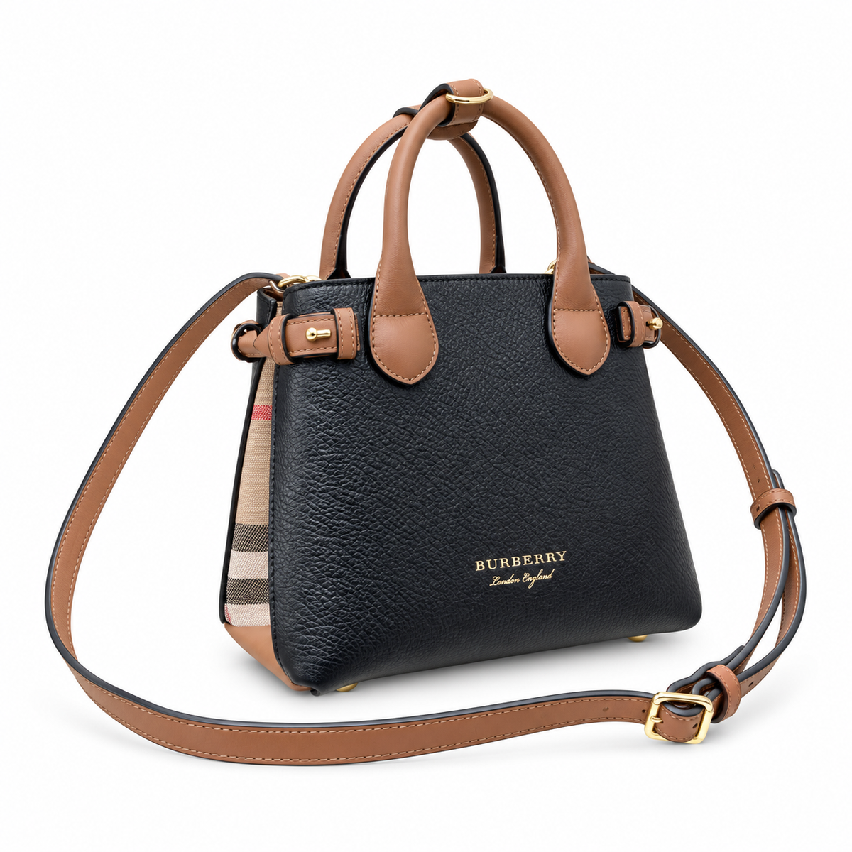 Burberry Black & Tan Contrast Top Handle Bag