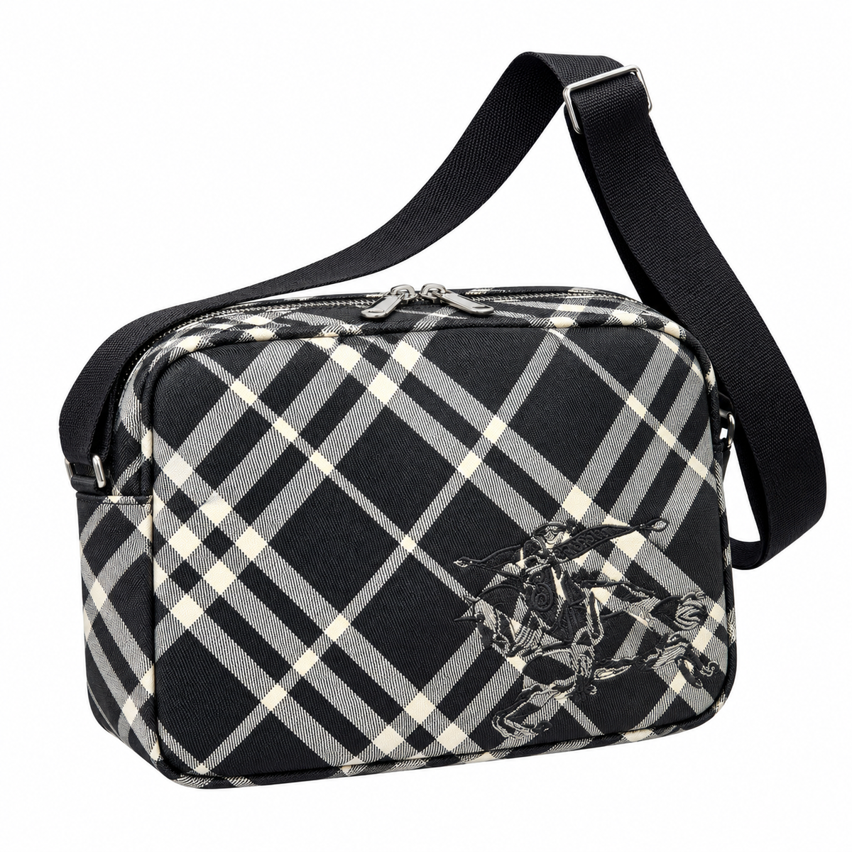 Burberry Heritage Check Crossbody Bag in Black