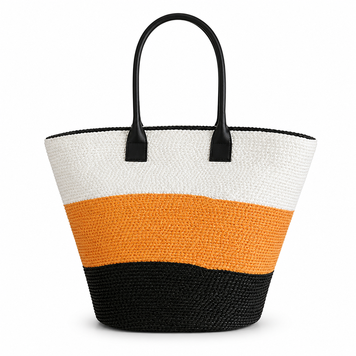 Chanel Striped Raffia Beach Tote White Orange Black CC