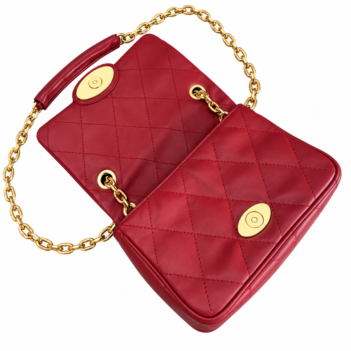 Burberry Crimson Elegance Quilted Chain Bag