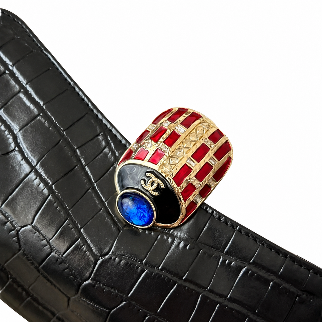 Chanel Croc-Embossed Jewel Clasp Clutch