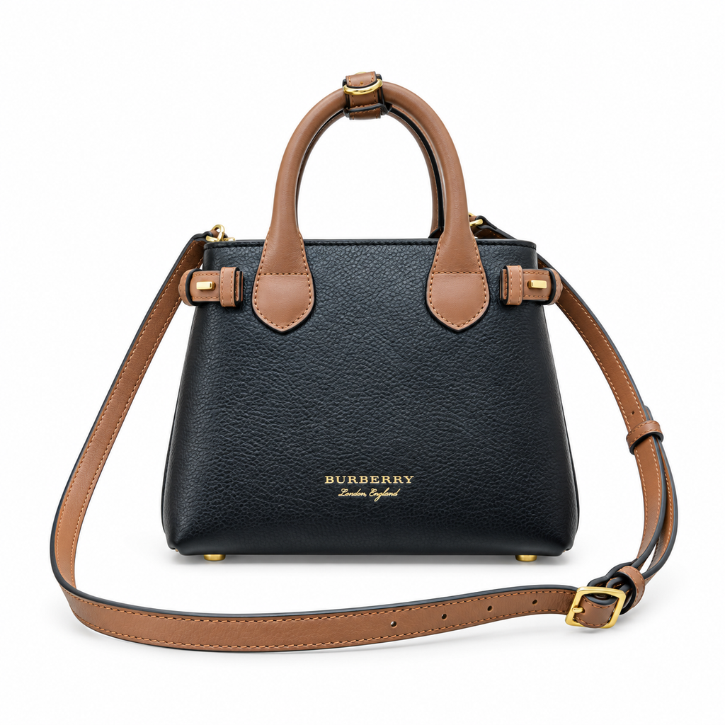 Burberry Black & Tan Contrast Top Handle Bag