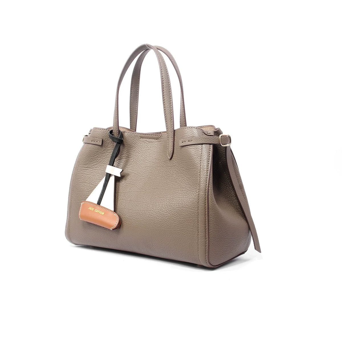 Jack Captain Taupe Pebbled Leather Large Tote with Sailboat Charm