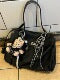 Black Nylon Large Top Handle Tote with Silver Turn-Lock Clasp