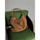 Caramel Woven Leather Large Hobo Shoulder Bag with Star Charm